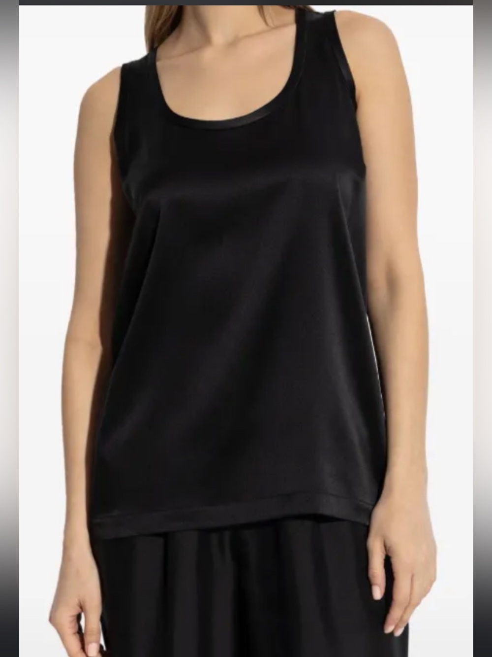 Source Unknown Black Silk Charmeuse Tank Top size M